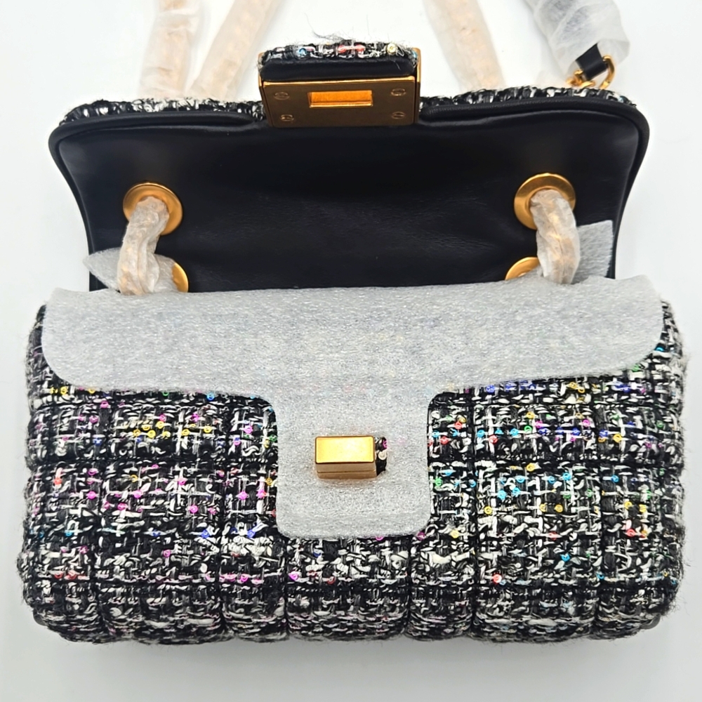 #120 - NWT - Kate Spade New York Evelyn Sequin Tweed Small Shoulder Crossbody - Picture 14 of 16